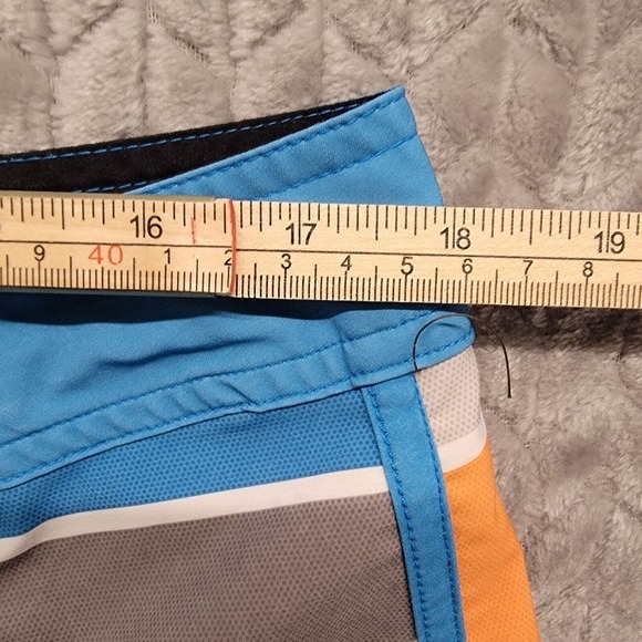 OP OPFlex Board Shorts Mens Size 34 White Blue Trim Ocean Pacific Geometric - Picture 4 of 9
